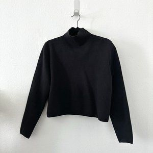 & Other Stories Black Cropped Mockneck Sweater